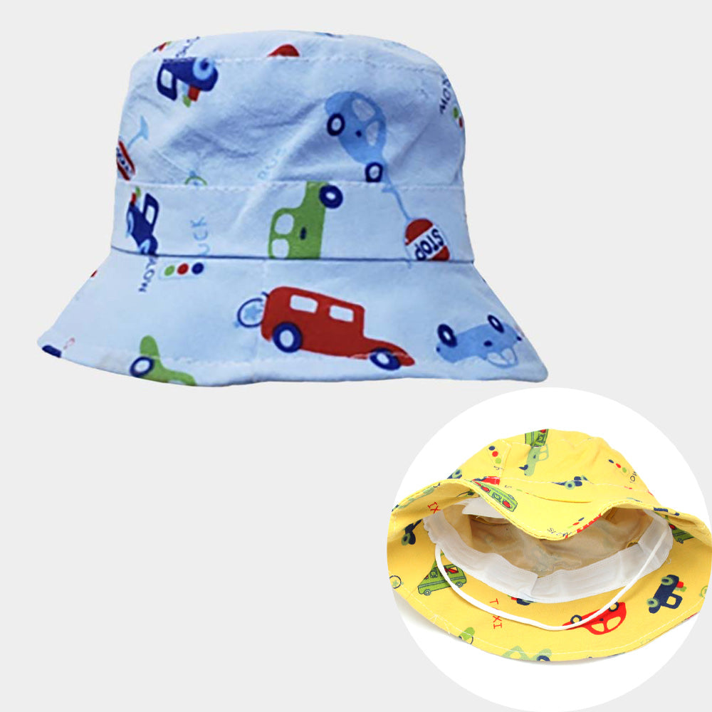 iLLASPARKZ Car Printed Elastic Band Kids Bucket Hat