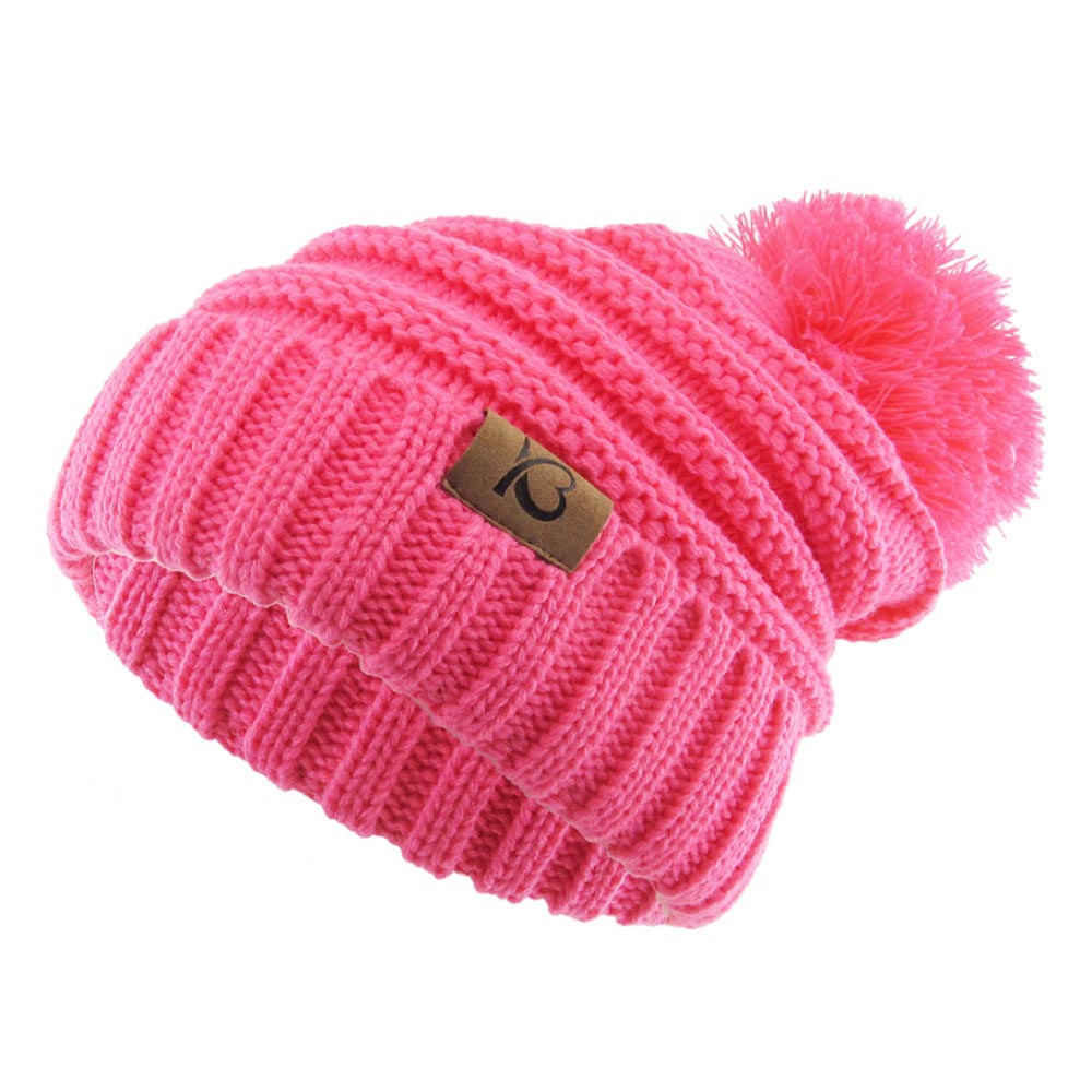 iLLASPARKZ Cable Knit Ribbed Chunk Pom Pom Beanie Hat