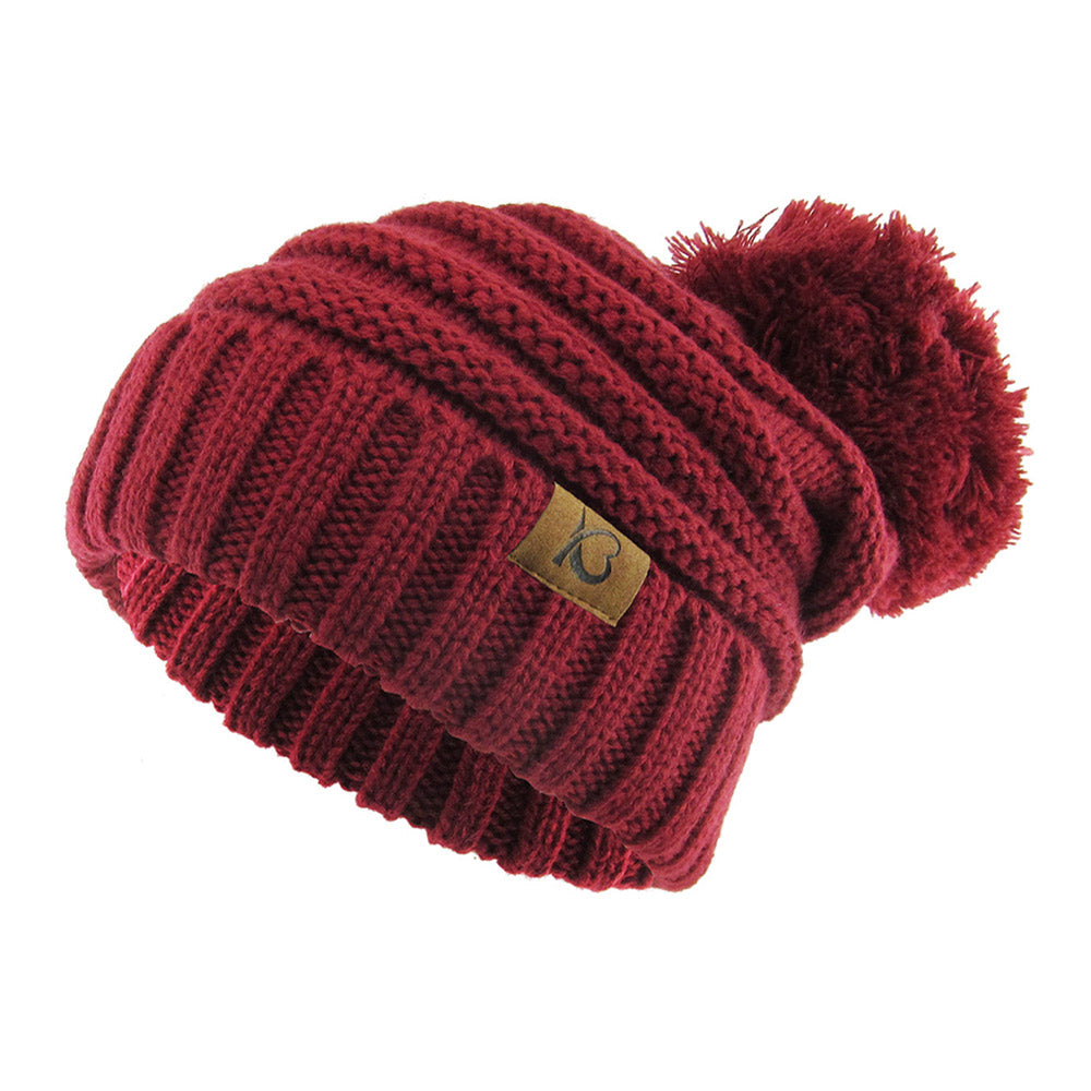 iLLASPARKZ Cable Knit Ribbed Chunk Pom Pom Beanie Hat