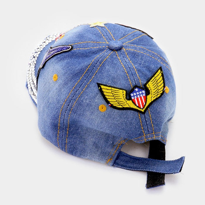 iLLASPARKZ American flag denim patch baseball cap