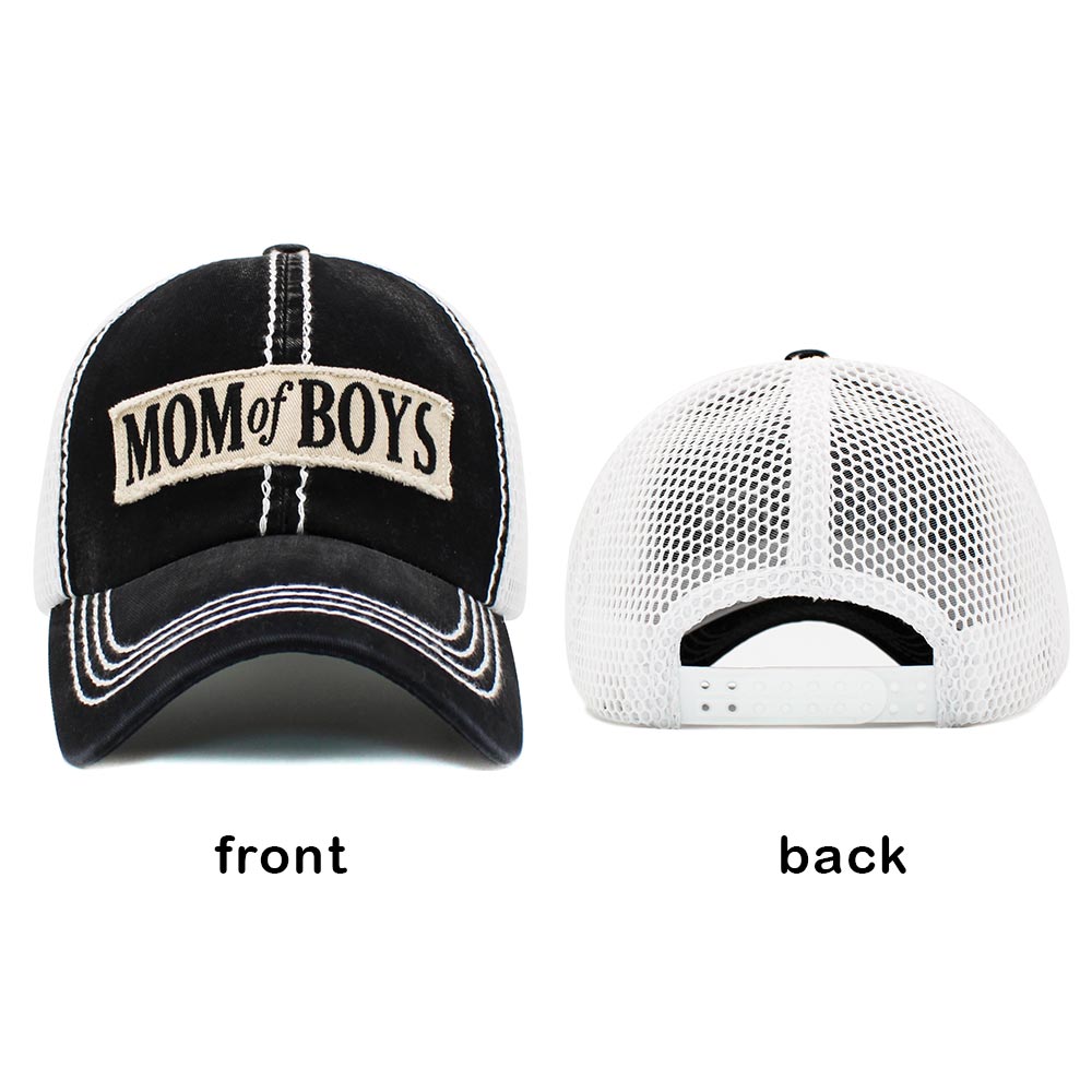 iLLASPARKZ MOM OF BOYS Message Mesh Back Baseball Cap