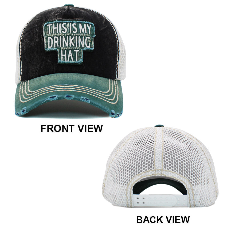 iLLASPARKZ THIS IS MY DRINKING HAT Message Mesh Back Vintage Baseball Cap