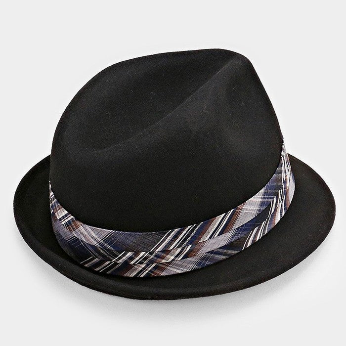 iLLASPARKZ Feather & Striped Ribbon Wool Fedora