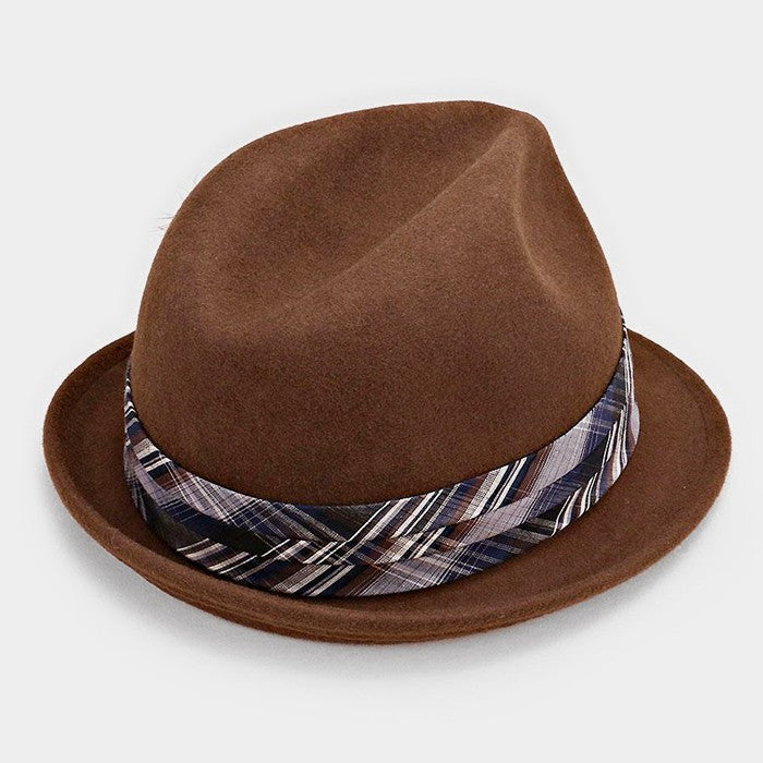 iLLASPARKZ Feather & Striped Ribbon Wool Fedora