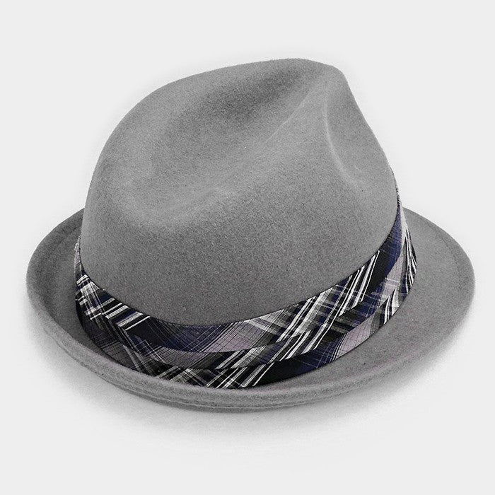 iLLASPARKZ Feather & Striped Ribbon Wool Fedora