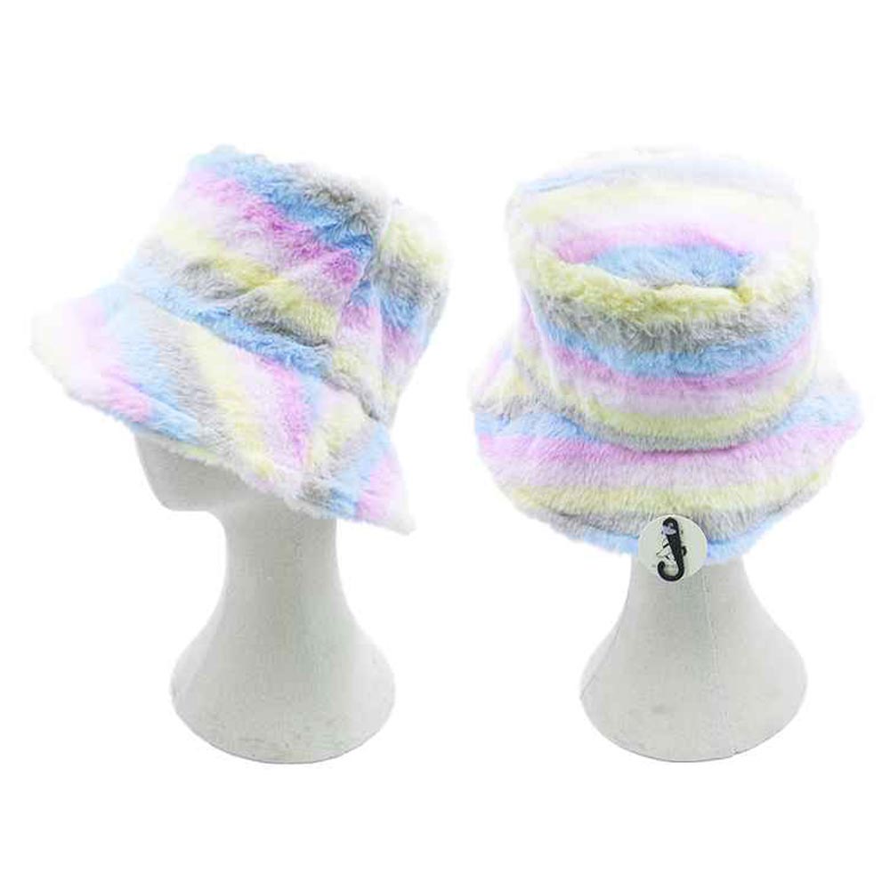 iLLASPARKZ Rainbow Faux Fur Bucket Hat