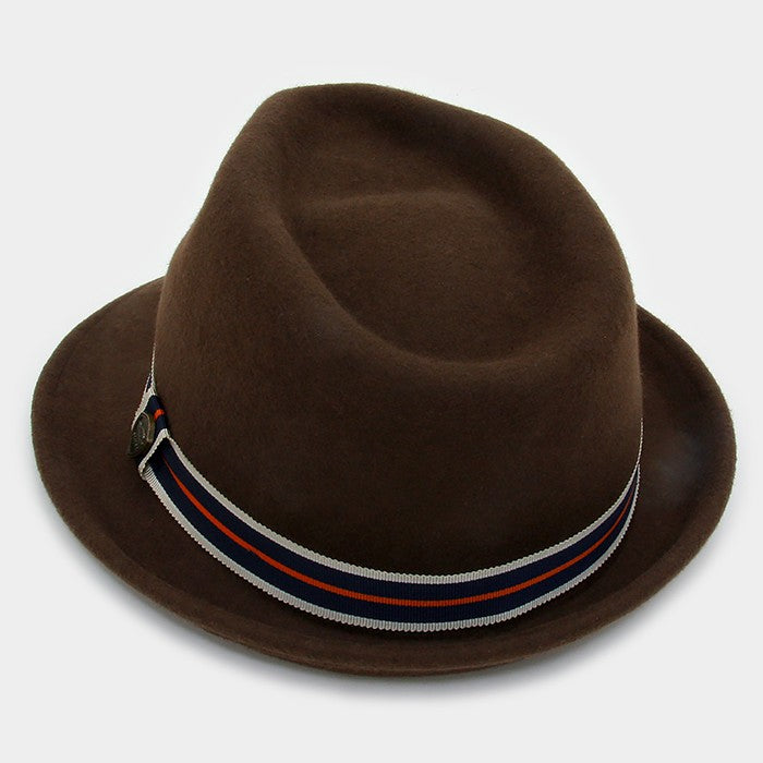 iLLASPARKZ Striped Ribbon Wool Fedora