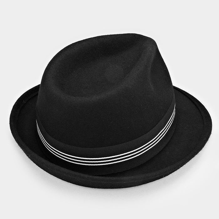 iLLASPARKZ Striped Ribbon Wool Fedora