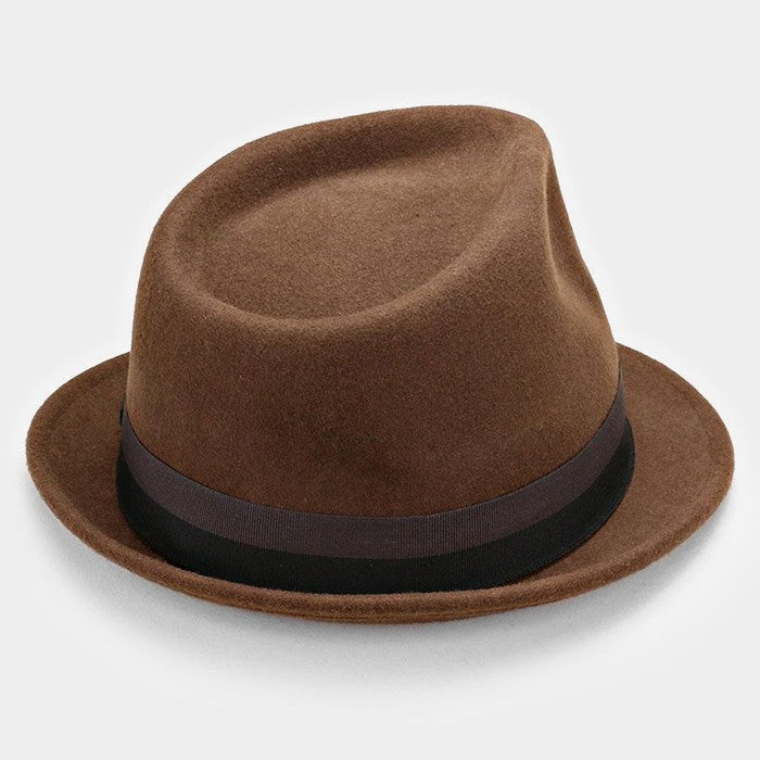 iLLASPARKZ Striped Ribbon Wool Fedora