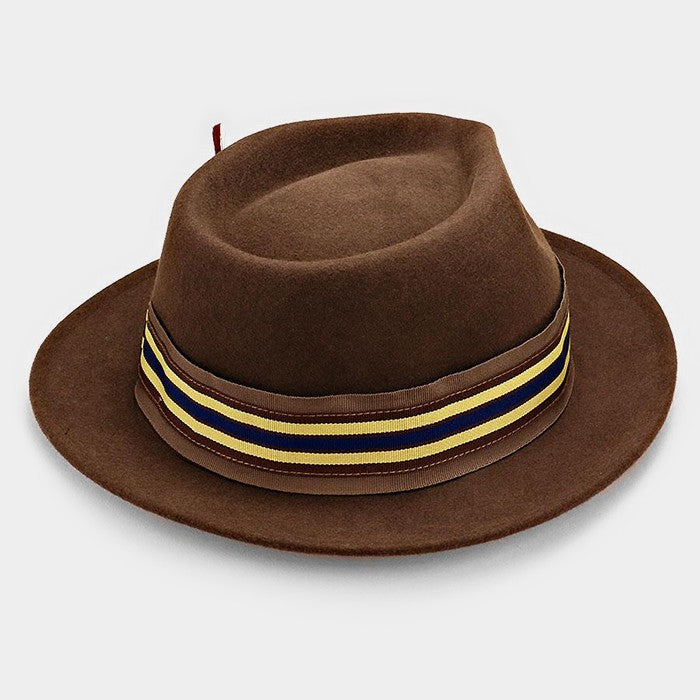 iLLASPARKZ Feather & Striped Ribbon Wool Fedora