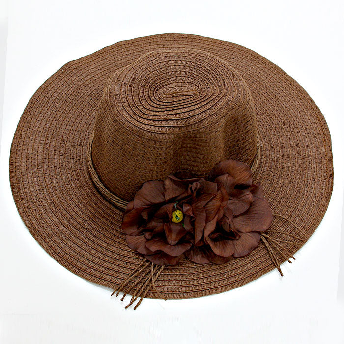 iLLASPARKZ Flower Accented Straw Floppy Hat