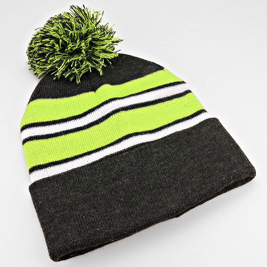 iLLASPARKZ Striped pom pom beanie hat