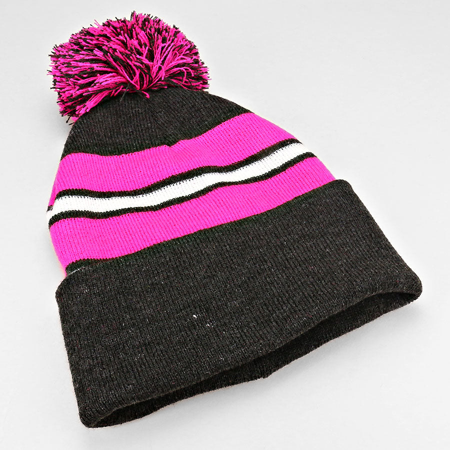 iLLASPARKZ Striped pom pom beanie hat