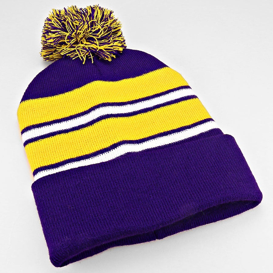 iLLASPARKZ Striped pom pom beanie hat