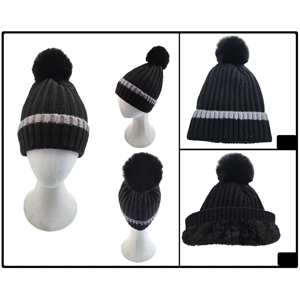 iLLASPARKZ Ribbed Knit Pom Pom Beanie Hat