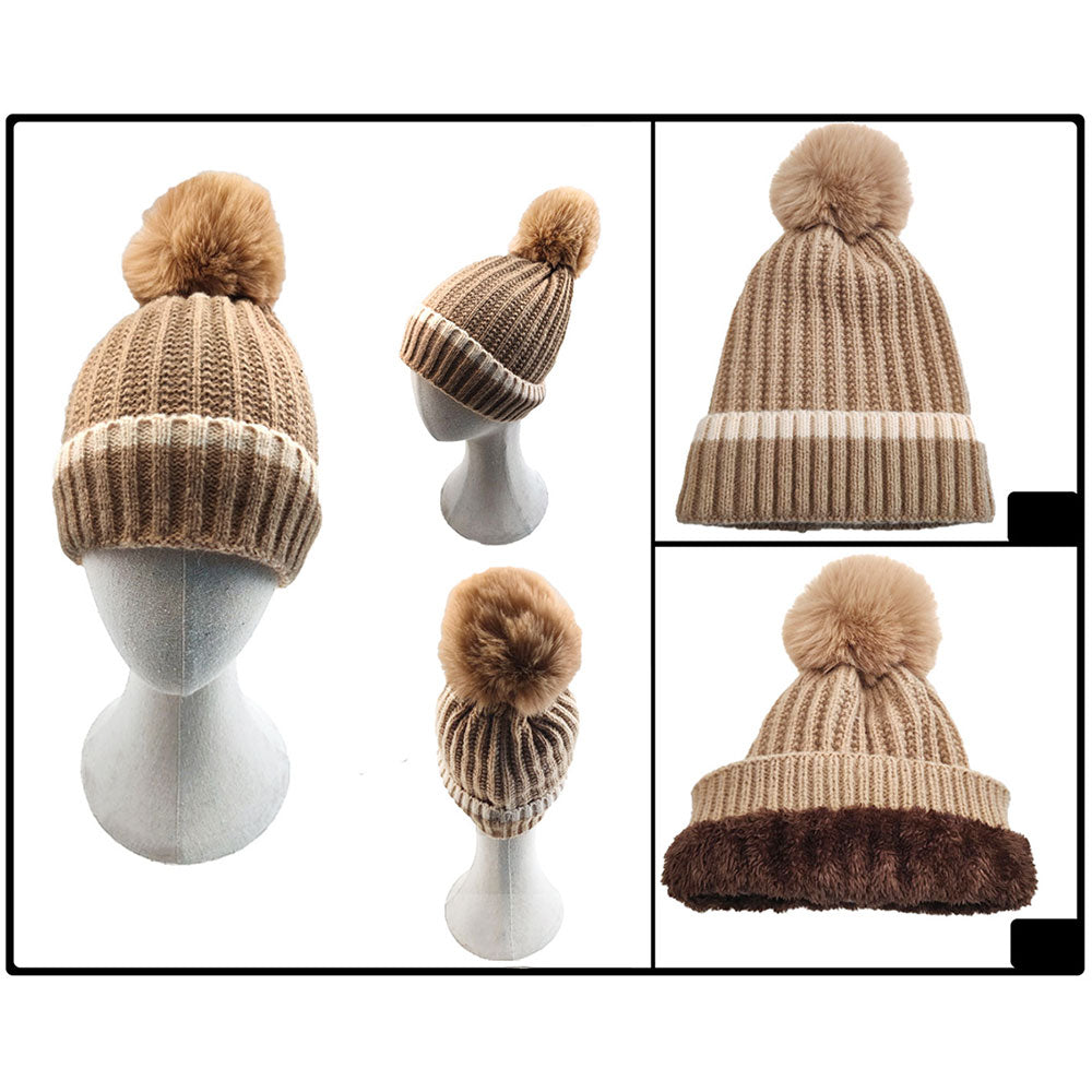 iLLASPARKZ Ribbed Knit Pom Pom Beanie Hat