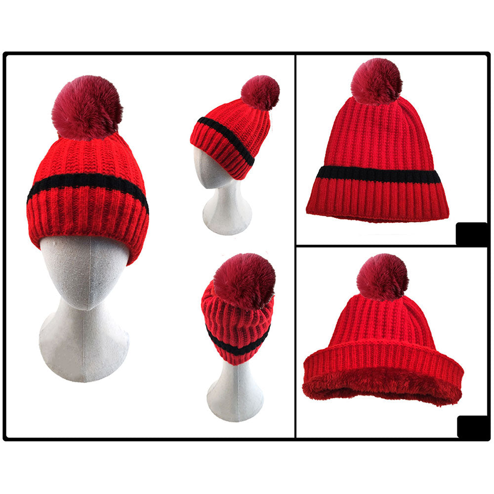 iLLASPARKZ Ribbed Knit Pom Pom Beanie Hat