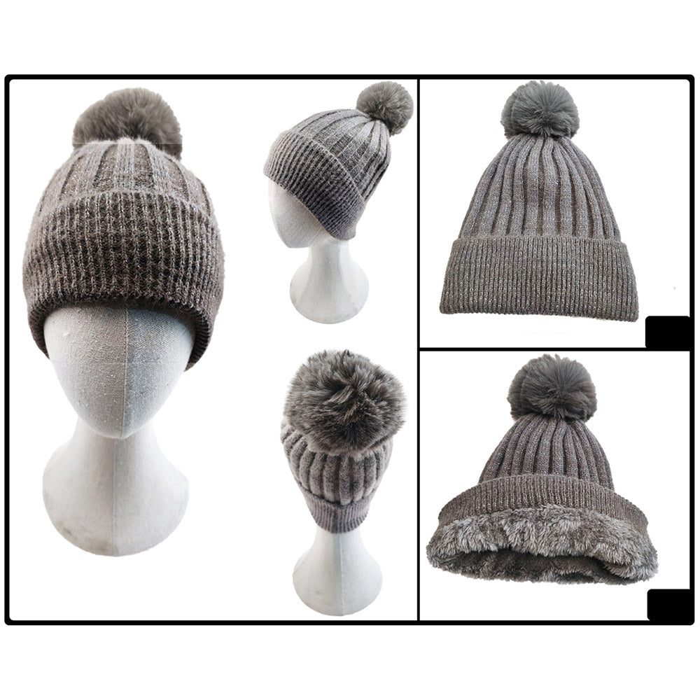 iLLASPARKZ Fleece Lining Pom Pom Beanie Hat