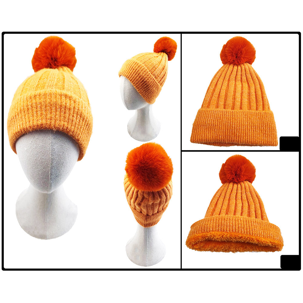 iLLASPARKZ Fleece Lining Pom Pom Beanie Hat