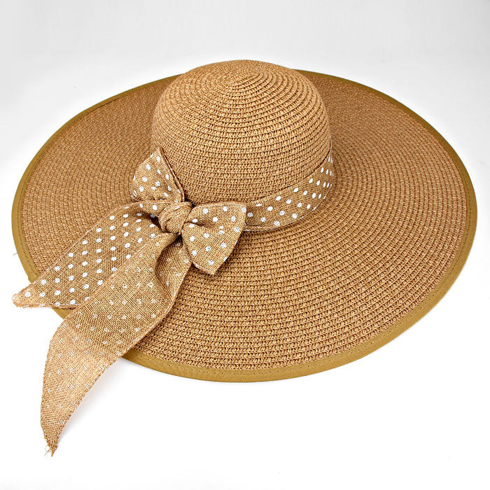 iLLASPARKZ Polka Dot Bow Straw Floppy Hat