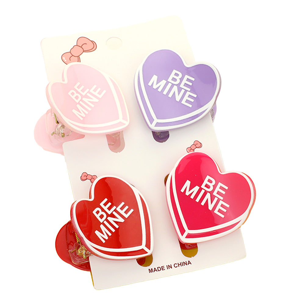 iLLASPARKZ 4PCS - BE MINE Message Acetate Heart Hair Claw Clips