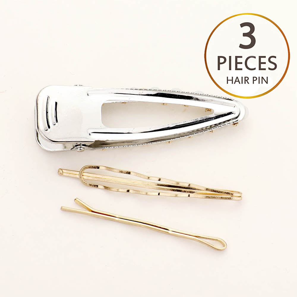 iLLASPARKZ 3PCS - Pearl Snap Alligator Clip / Bobby Pins