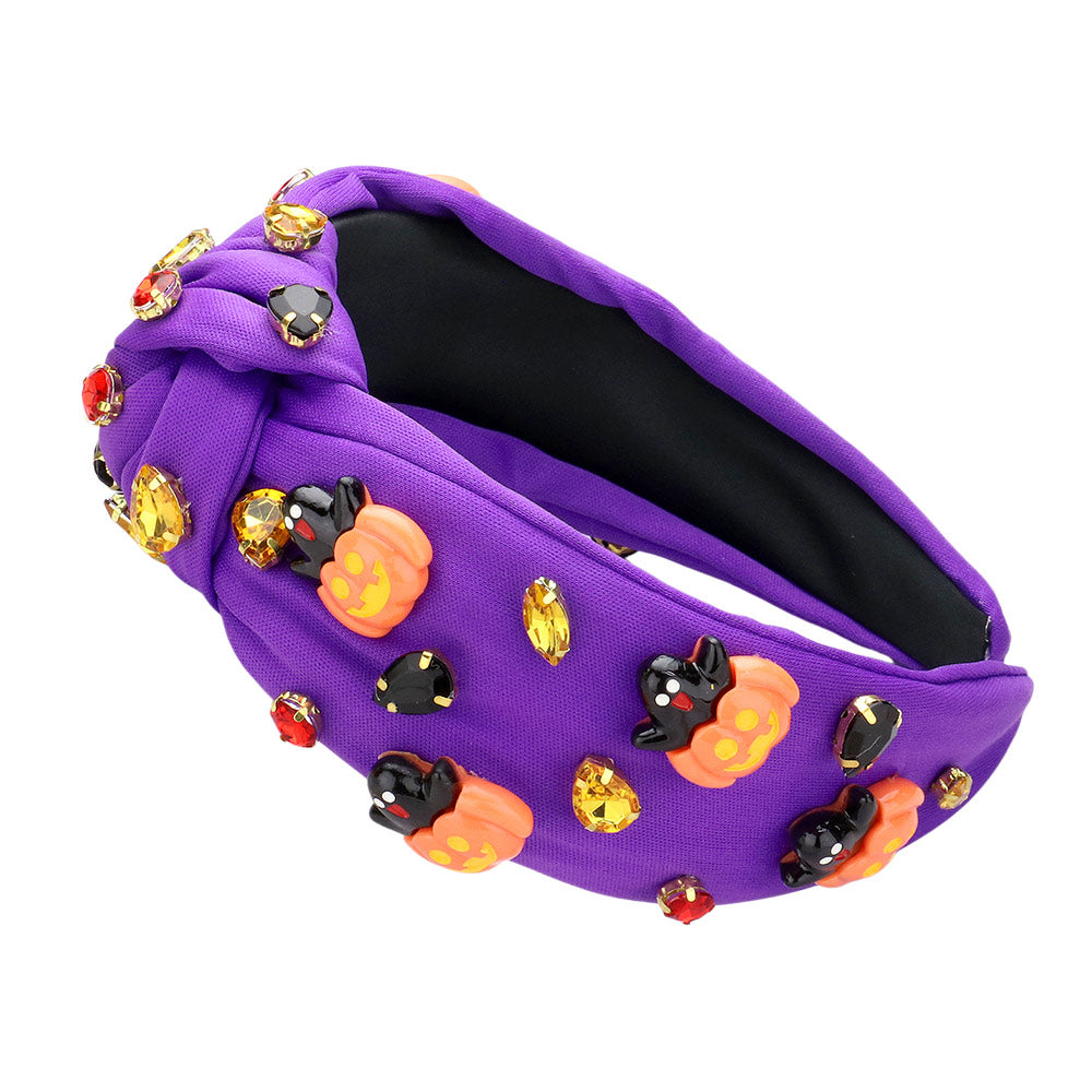 iLLASPARKZ Halloween Charm Stone Cluster Embellished Knot Headband