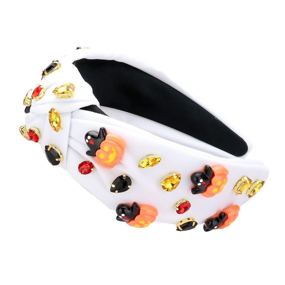 iLLASPARKZ Halloween Charm Stone Cluster Embellished Knot Headband