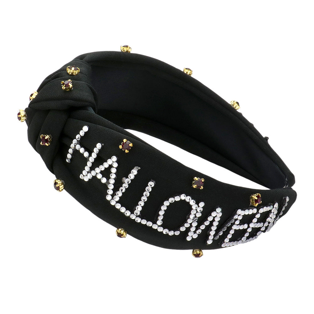 iLLASPARKZ Bling Studded HALLOWEEN Message Pointed Stone Cluster Embellished Knot Headband