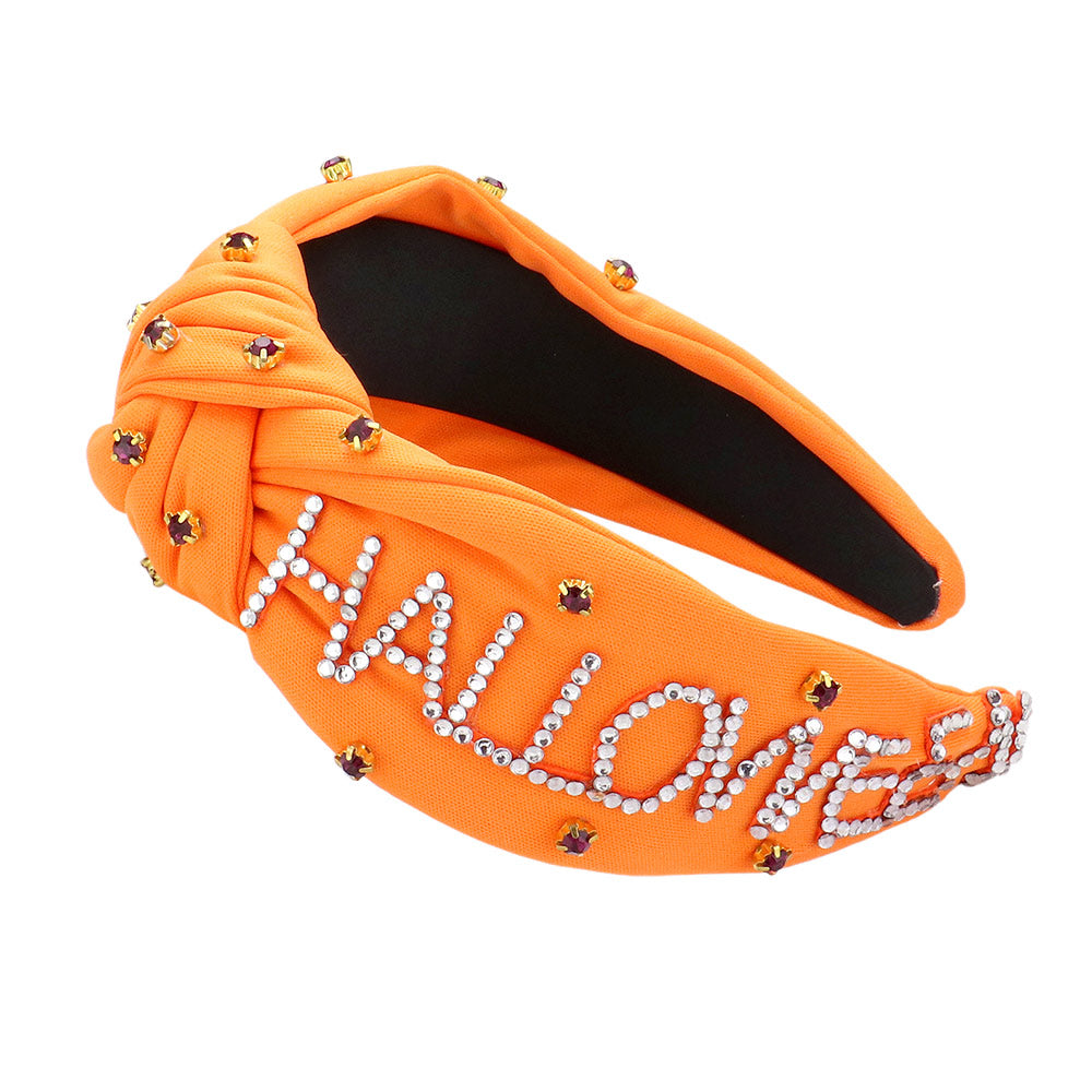 iLLASPARKZ Bling Studded HALLOWEEN Message Pointed Stone Cluster Embellished Knot Headband