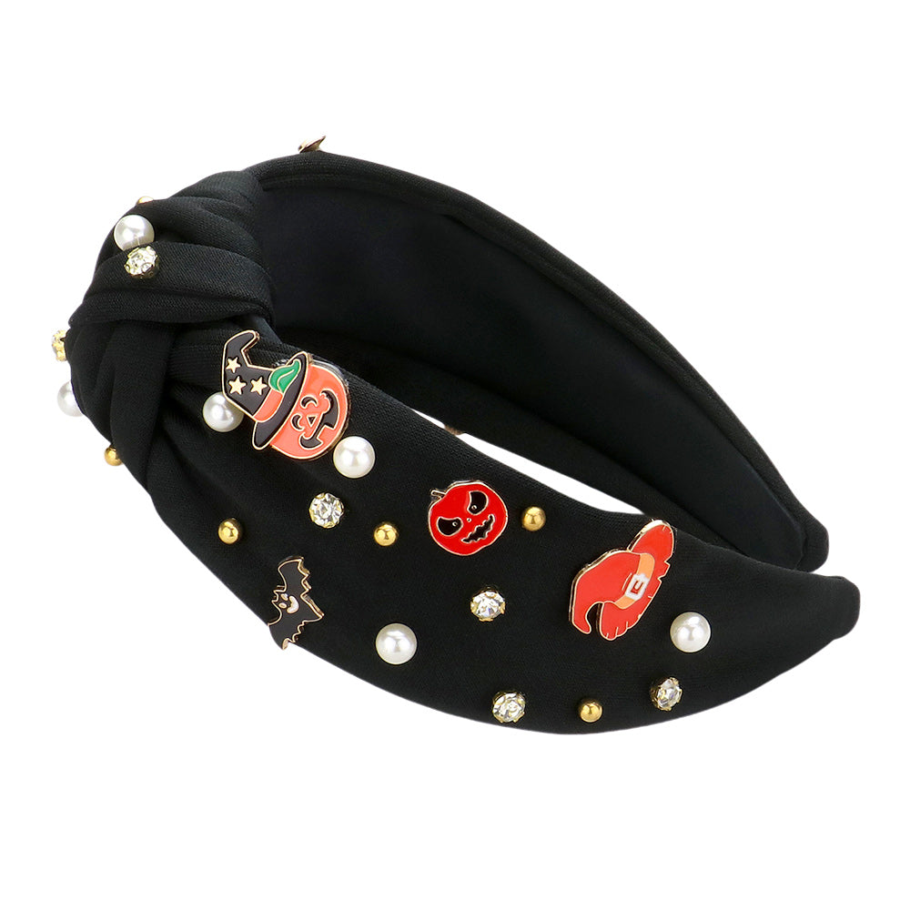 iLLASPARKZ Enamel Halloween Charm Stone Cluster Embellished Knot Headband