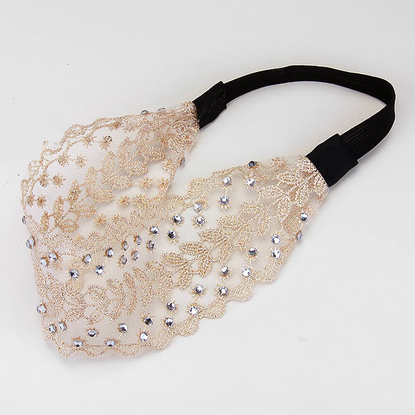 iLLASPARKZ Studded Lace Leaflet Stretch Headband