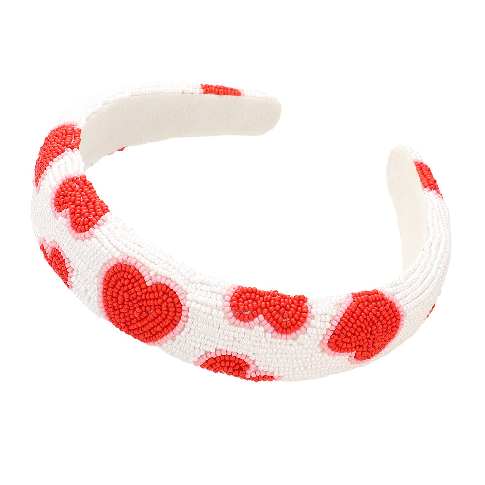 iLLASPARKZ Seed Beaded Heart Patterned Padded Headband