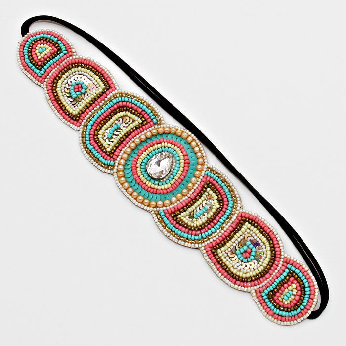 iLLASPARKZ Pastel Boho bead Stretch Headband