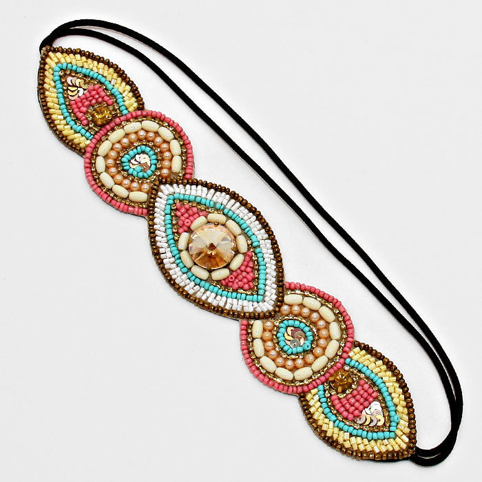 iLLASPARKZ Pastel Boho Bead Stretch Headband