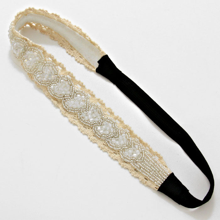 iLLASPARKZ Heart Bead & Lace Headband