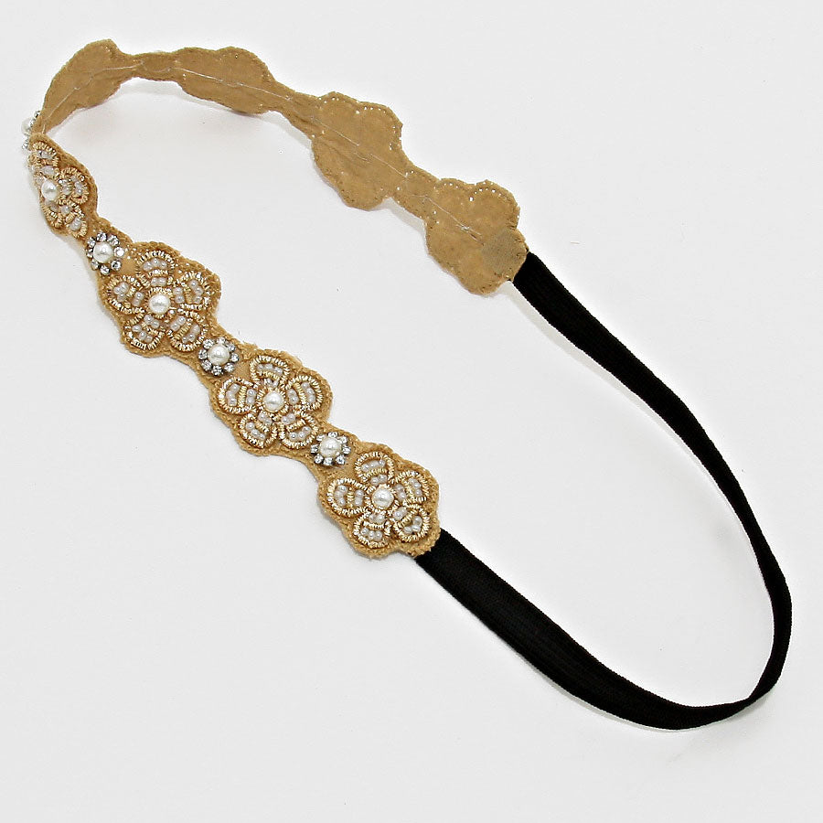 iLLASPARKZ Floral Pearl Bead HeadBand