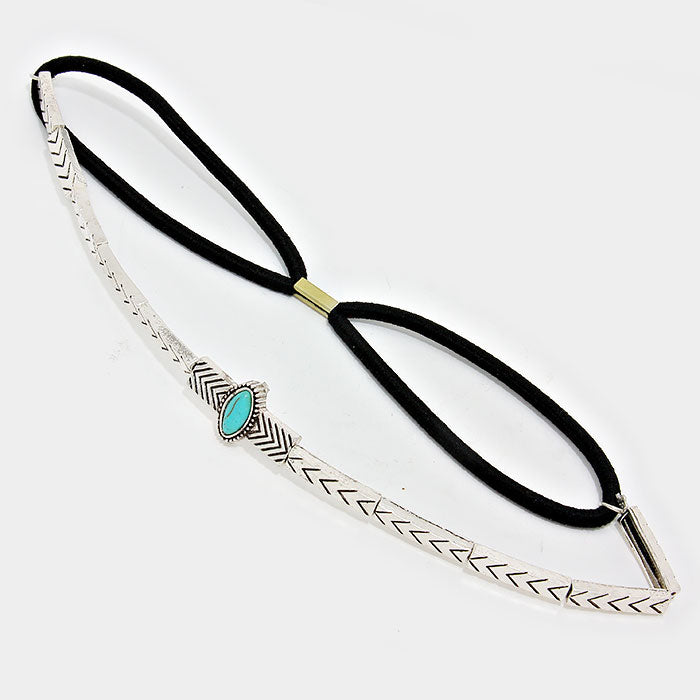 iLLASPARKZ Howlite Turquoise Marquise Chevron Boho Stretchable headband