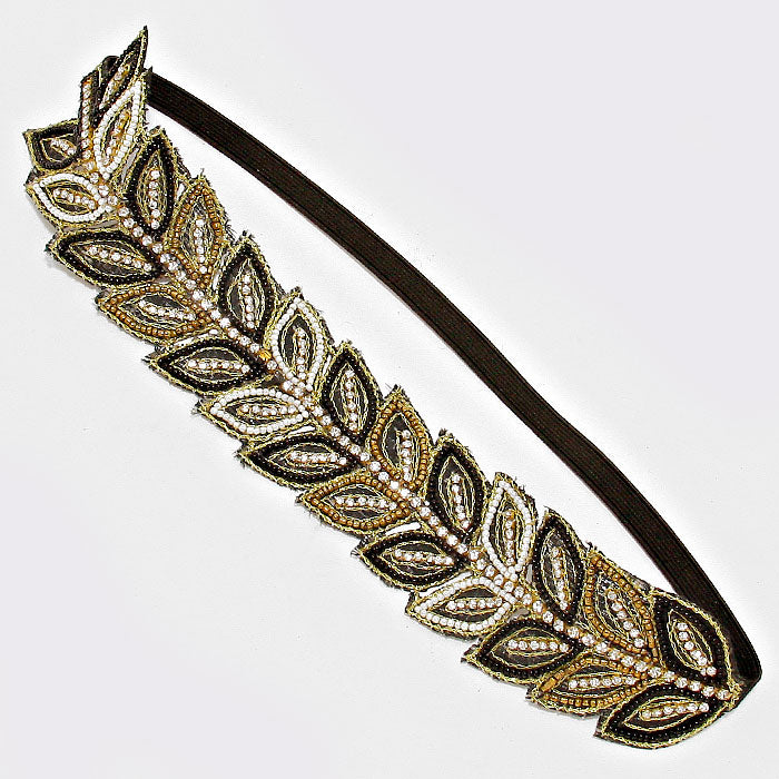 iLLASPARKZ Crystal Accented Boho Bead Petal Stretch Headband