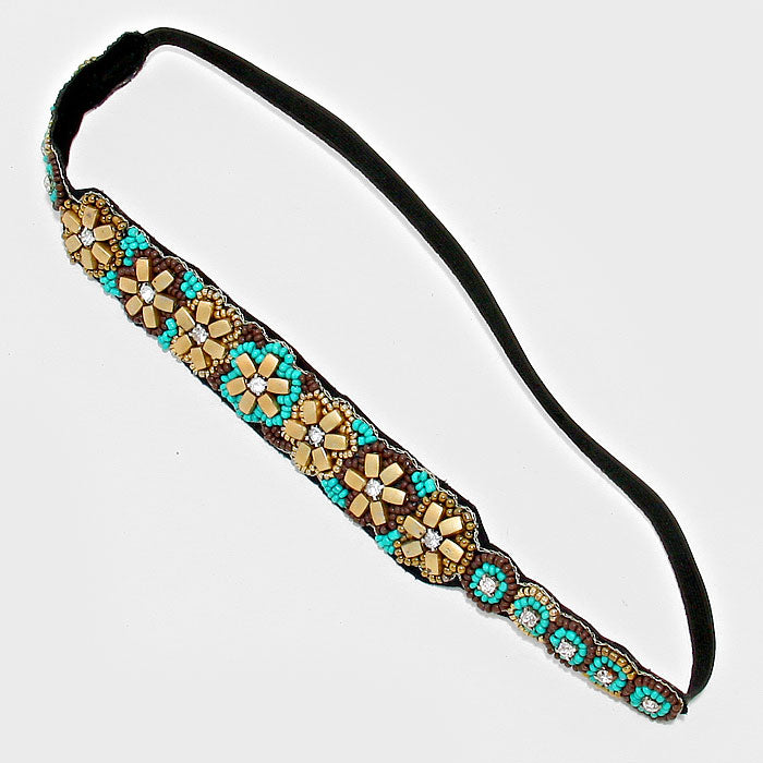 iLLASPARKZ Floral Boho Beaded Stretch Headband