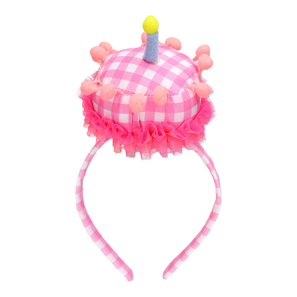 iLLASPARKZ Checkered Plush Birthday Cake Headband