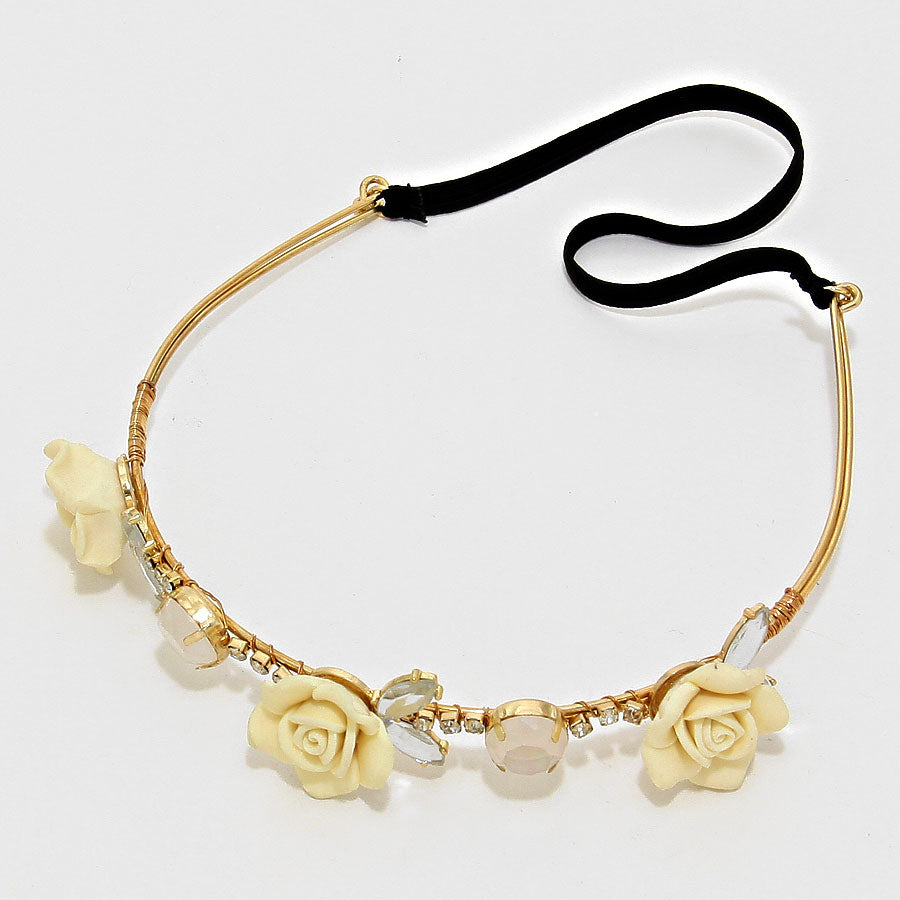 iLLASPARKZ Cream Rose & Crystal Goddess Headband