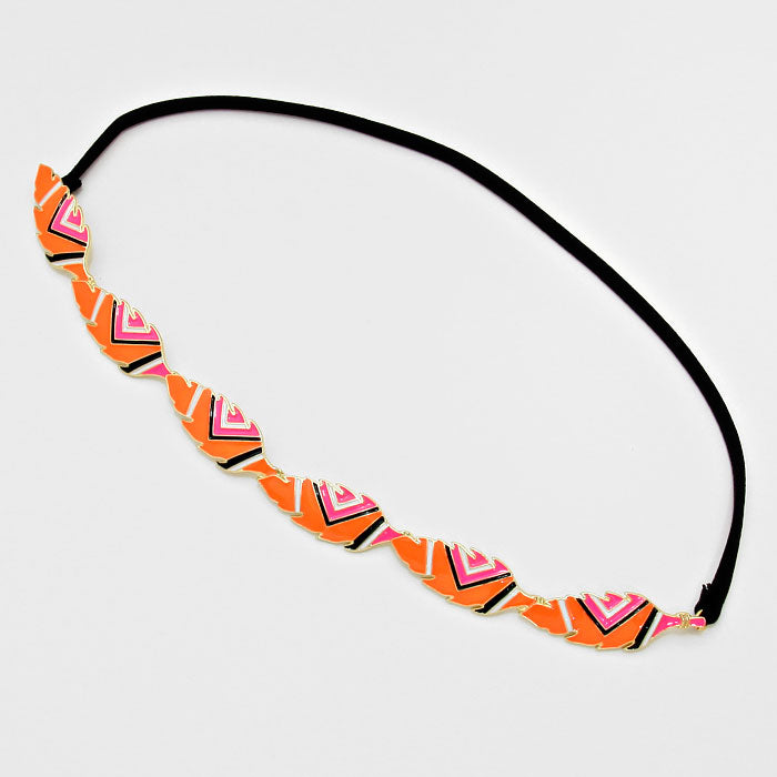 iLLASPARKZ Geometric Print Metal Leaf Headband