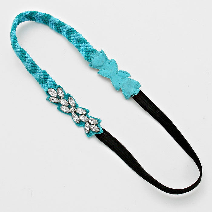 iLLASPARKZ Crystal Petal Accented Chevron Thread Stretch Headband