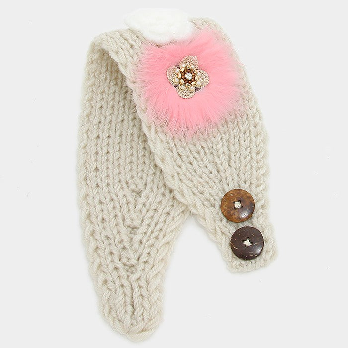 iLLASPARKZ Button up Knit Flower Earmuff Headband