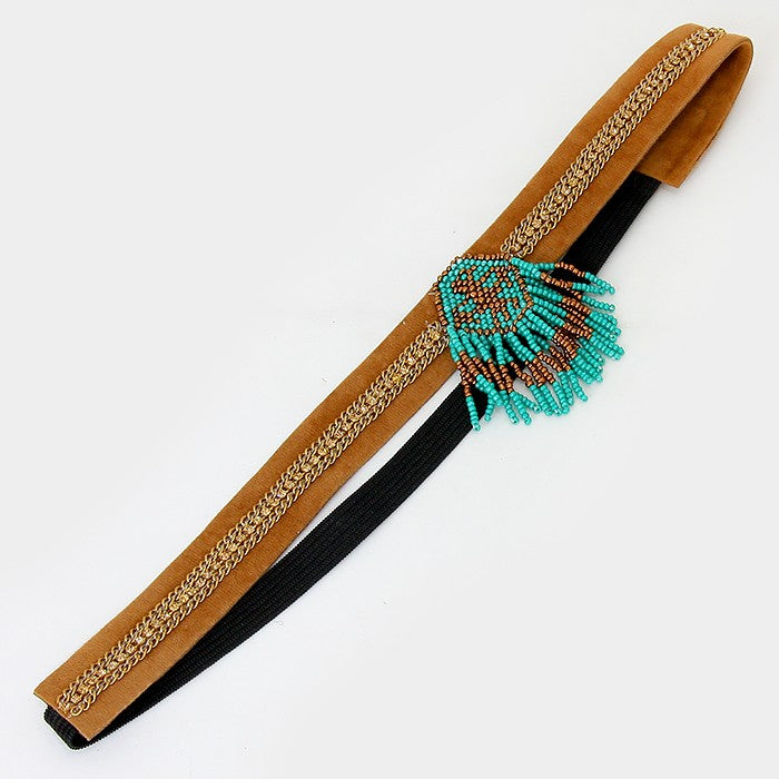 iLLASPARKZ Boho Bead Suede Stretch Headband