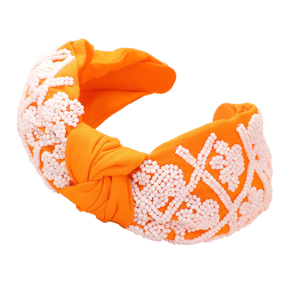 iLLASPARKZ Game Day Seed Beaded Paw Knot Burnout Headband