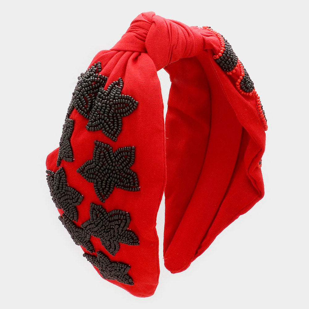 iLLASPARKZ Game Day Seed Beaded ACE Message Star Knot Burnout Headband