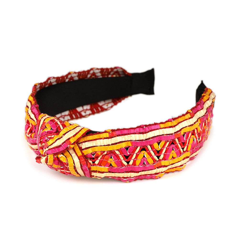 iLLASPARKZ Colorful Cord Raffia Knot Burnout Headband