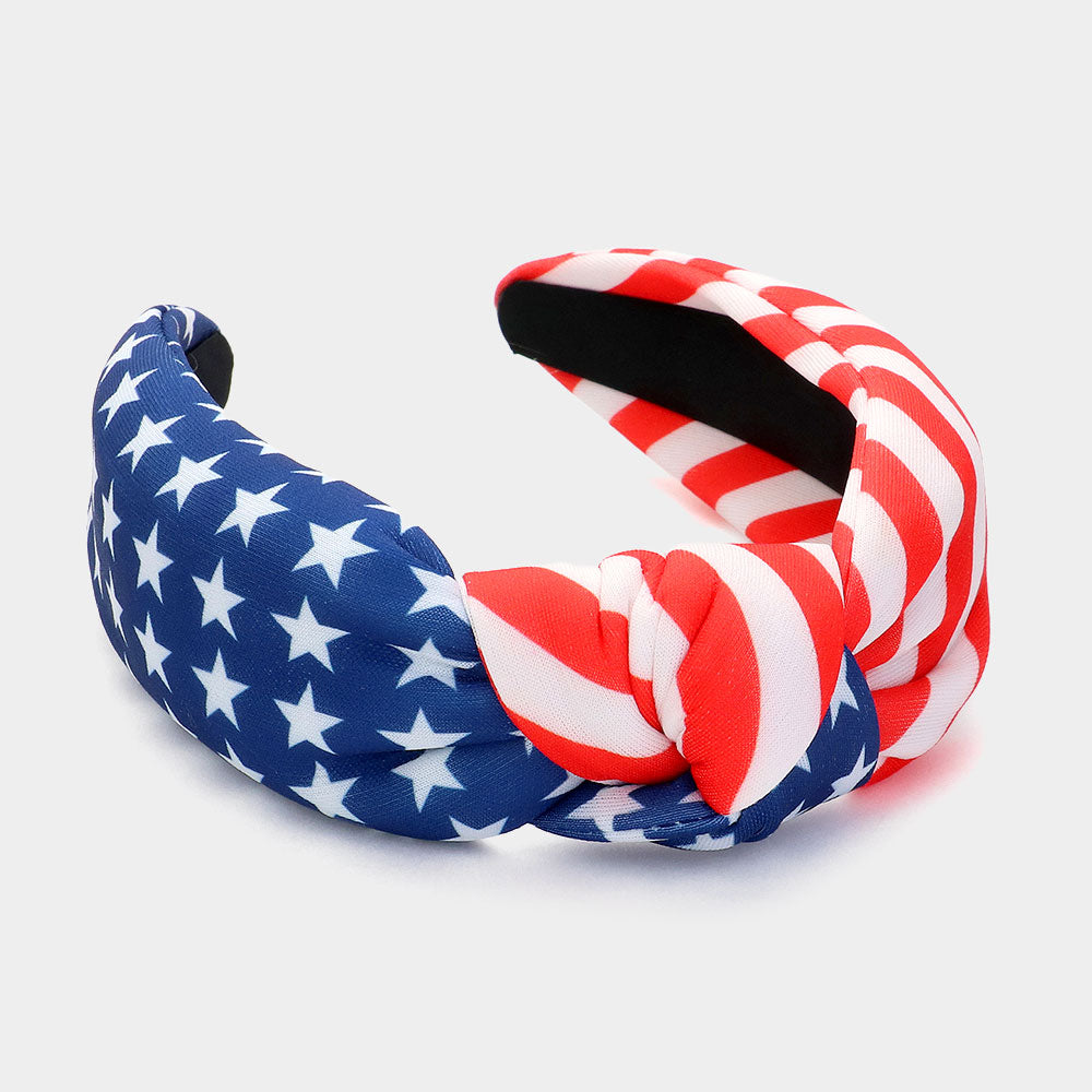 iLLASPARKZ American USA Flag Printed Knot Headband